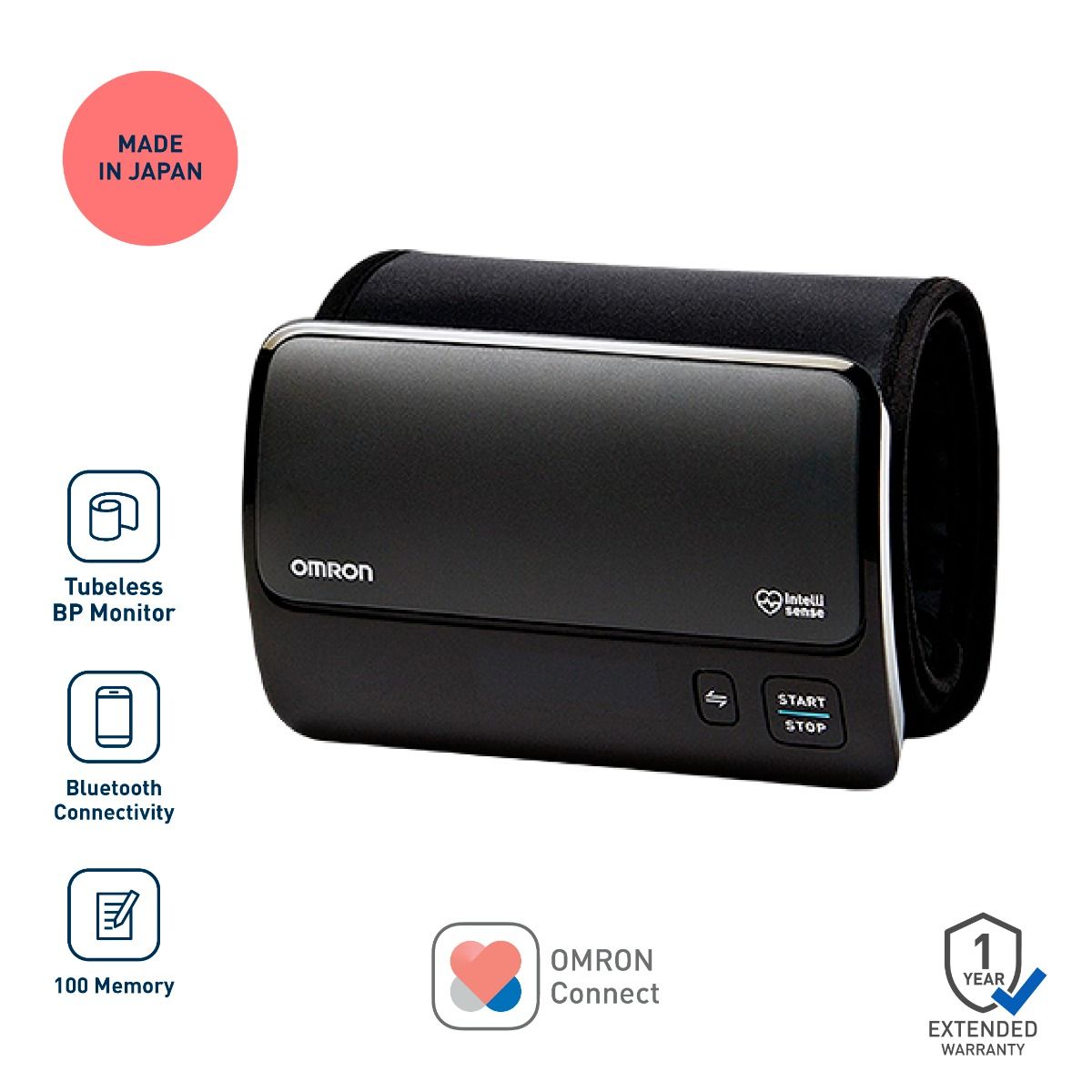 Omron HEM-7600T Smart Elite+ Advanced Tubeless Blood Pressure Monitor with 360° Accuracy IntelliWrap™ Cuff