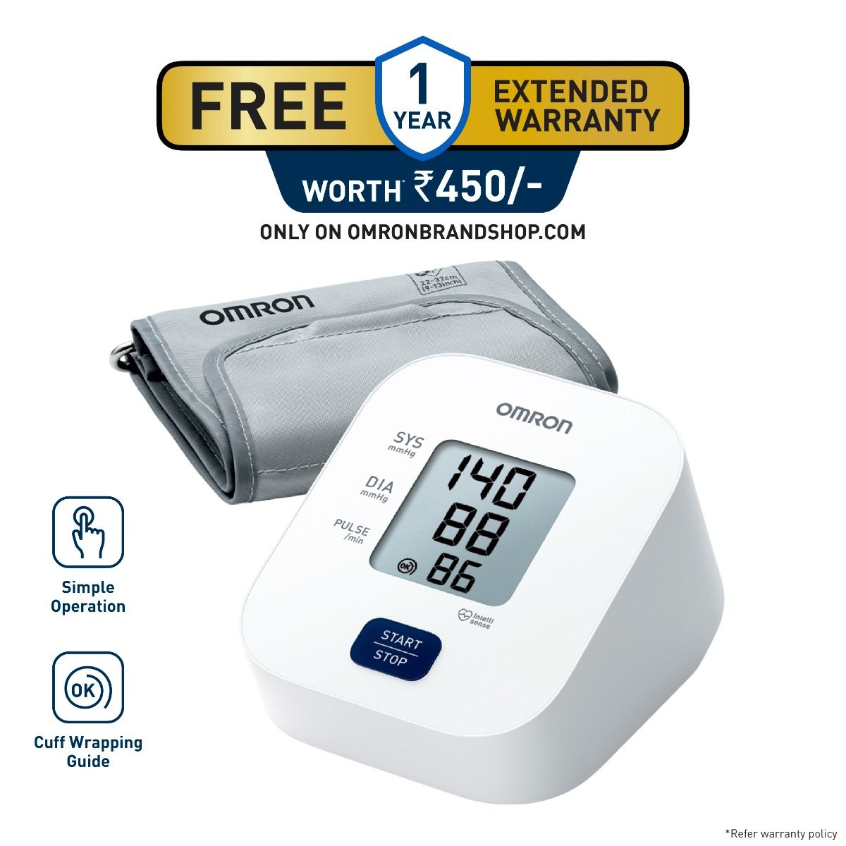 Omron HEM-7090-IN Automatic Upper Arm Blood Pressure Monitor with IntelliSense Technology & Irregular Heartbeat Detection