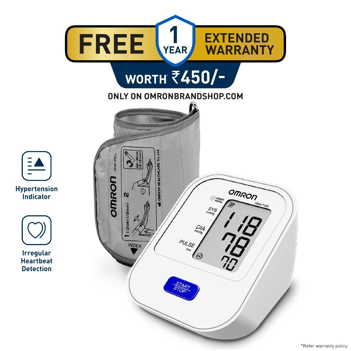 Omron HEM-7120-AP with Body Movement Detection & Irregular Heartbeat detection