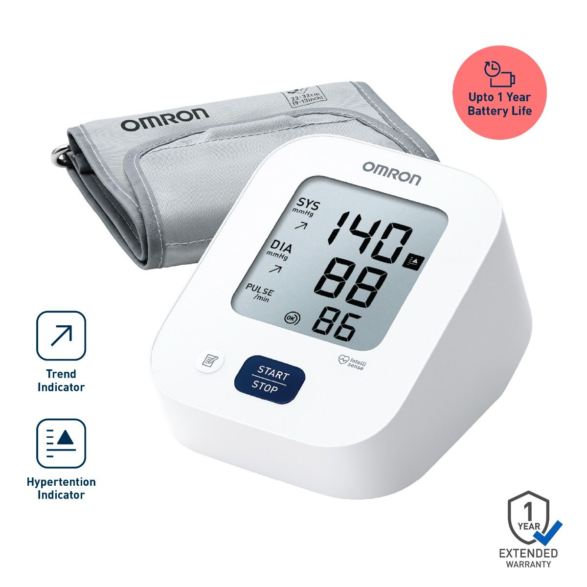 Omron HEM-7181-IN Automatic Upper Arm Blood Pressure Monitor with Long Battery Life & Hypertension Indicator