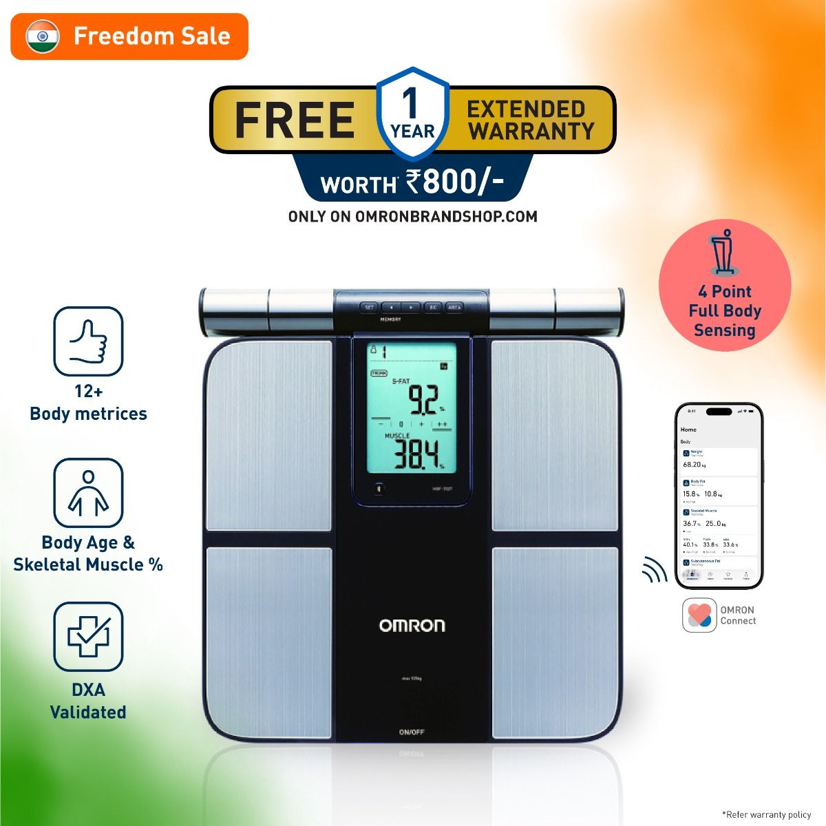 Omron New Karada Scan HBF 702T Digital Body composition monitor with  Body Fat & BMI Monitoring