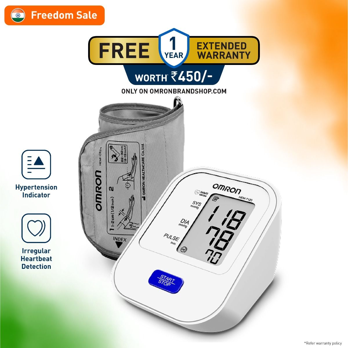 Omron HEM-7120-AP with Body Movement Detection & Irregular Heartbeat detection