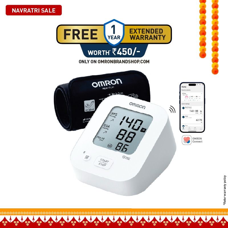 Omron HEM-7183T1-FLIN Automatic Upper Arm Blood Pressure Monitor with Bluetooth, IntelliWrap 360° Accuracy Cuff & Large Display