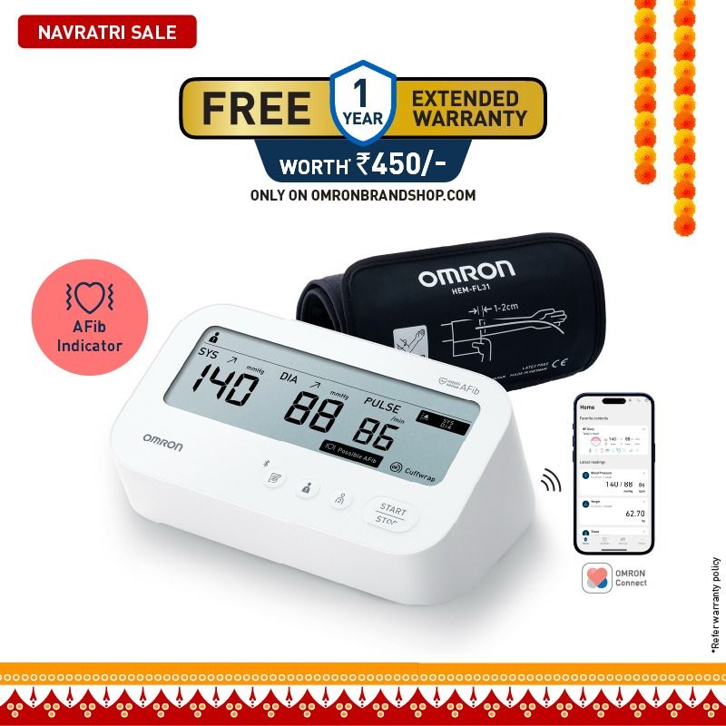 Omron HEM-7194T1-FLIN Automatic Upper Arm Blood Pressure Monitor with AFib Detection, IntelliWrap 360° Accuracy Cuff & Bluetooth