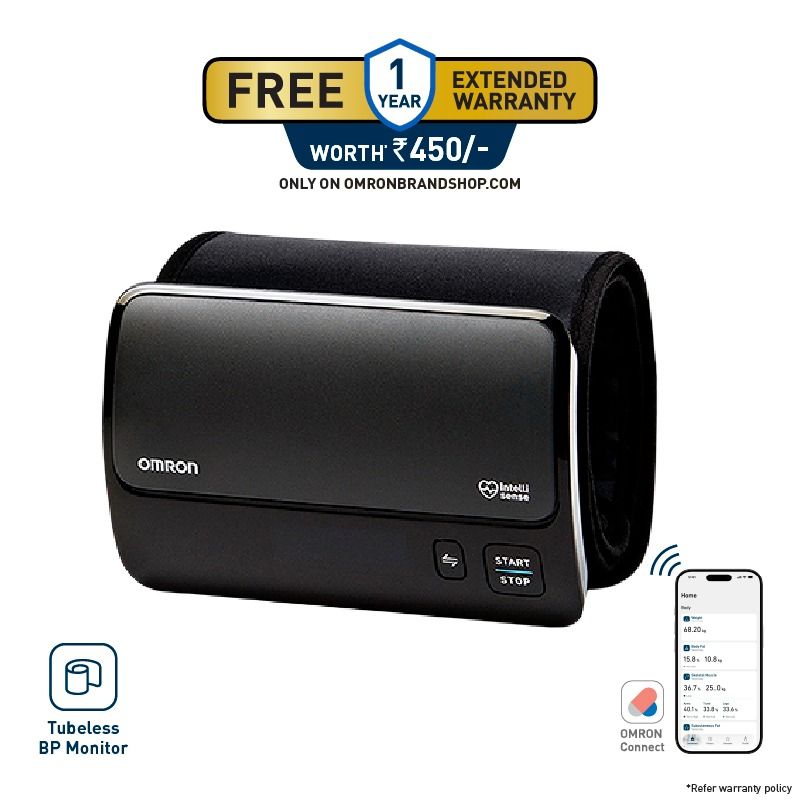Omron HEM-7600T Smart Elite+ Advanced Tubeless Blood Pressure Monitor with 360° Accuracy IntelliWrap™ Cuff