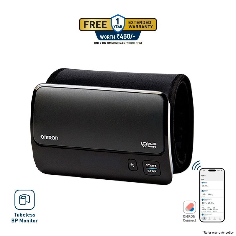 Omron HEM-7600T Smart Elite+ Advanced Tubeless Blood Pressure Monitor with 360° Accuracy IntelliWrap™ Cuff