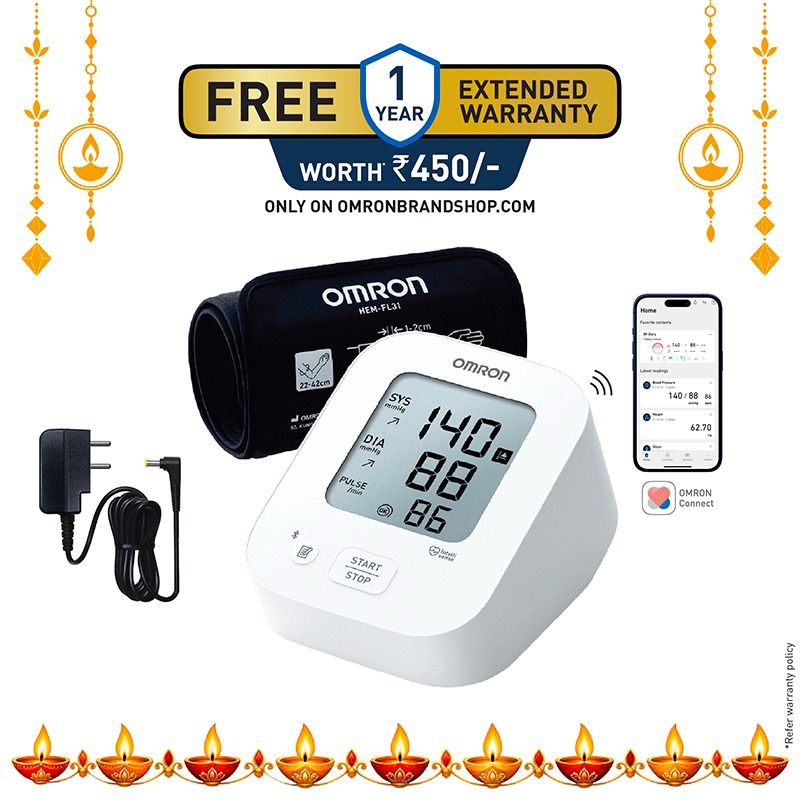 Omron HEM-7183T1-FLIN Automatic Upper Arm Blood Pressure Monitor with Bluetooth, IntelliWrap 360° Accuracy Cuff & Large Display
