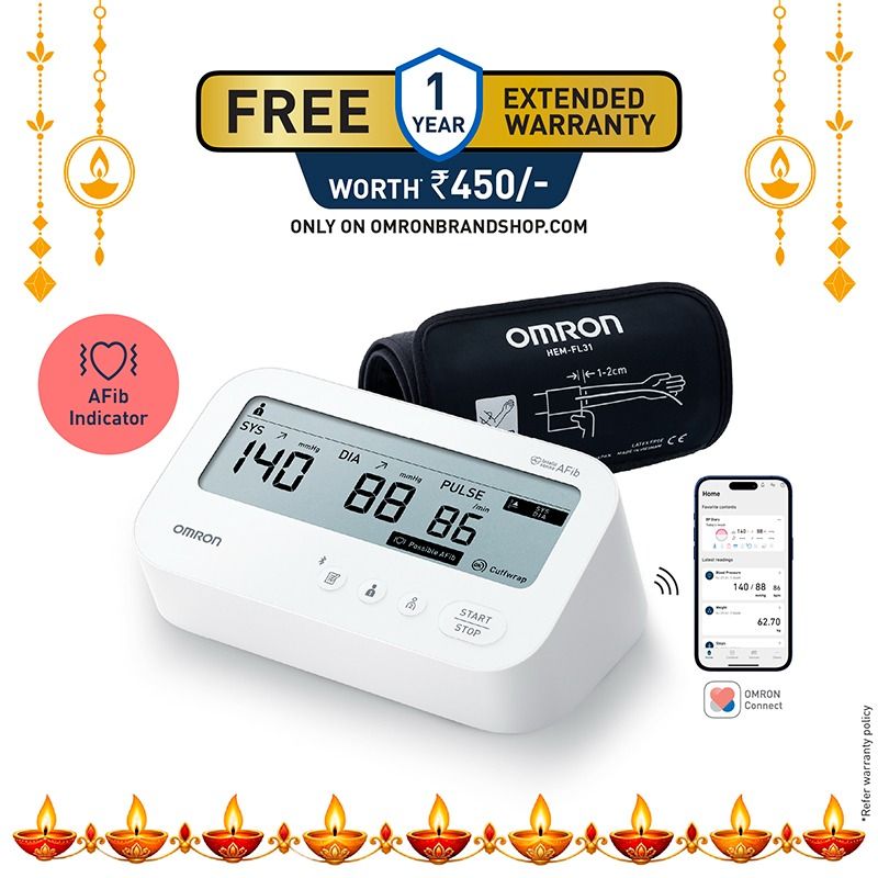 Omron HEM-7194T1-FLIN Automatic Upper Arm Blood Pressure Monitor with AFib Detection, IntelliWrap 360° Accuracy Cuff & Bluetooth
