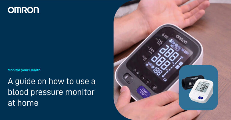 Monitoring blood pressure monitor at home.